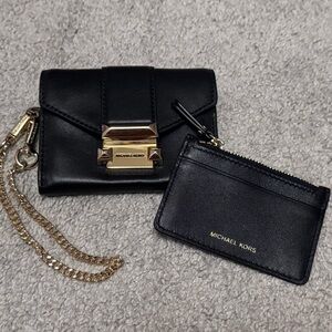 Michael Kors Black Wallet and Cardholder with Gold Chain